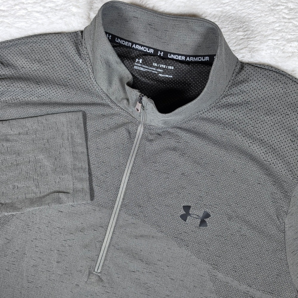 Under Armour HeatGear 1/4 Zip Mens 3XL Grey L/S Space Dye Fitted Pullover Airy
